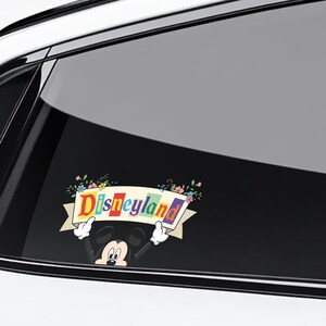 Vintage Disneyland Floral Sign Peeker Sticker/ Retro Mickey Disney bujo bullet journal planner decal BZHP04