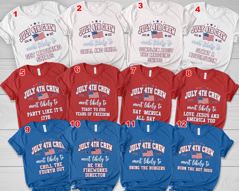 Custom 4th of July Most Likely To Shirts, Red White Blue Crew Matching Independence Day T-shirt NHRA02 image 9