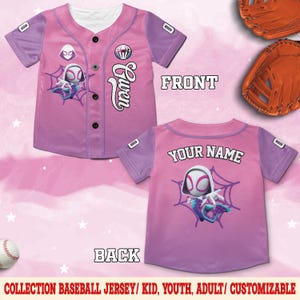 Personalized Ghost Spider Spidey And His Amazing Friends Baseball Jersey, Custom Baseball Jersey Kids, Spider Birthday Girl Jersey NGQ120