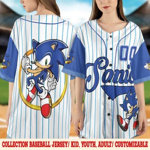 Personalized Sonic the Hedgehog Baseball Jersey, Custom Name & Number – Kids, Youth, Adult Sizes, Retro Gamer Jersey, Sonic Birthday C1FL17