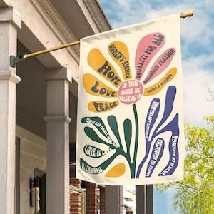In This Home We Believe In Flag, Hate Has No Home Here Garden Flag, Kindness Social Justice Lawn Flag Progressive Outdoor Flag Peace NGPR16