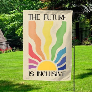 The Future Is Inclusive Flag, Happy Rainbow Flag, Nonbinary They/Them Garden Flag, Subtle Pride Ally Yard Flag C1EF21