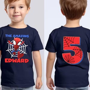 Custom Spiderman Birthday Boy Shirt,Family Birthday Shirt,Custom Age Birthday Shirt,Spider Web Shirt,Custom Birthday Shirt,Spider Tee BZFP08