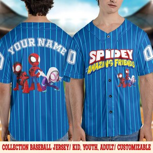 Custom Spidey And His Amazing Friends Baseball Jersey, Custom Spider Verse Baseball Jersey Hero Team, Family Group Disney Trip Outfit NGPG11