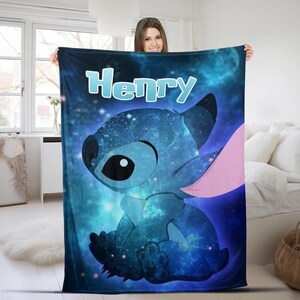 Custom Stitch Blanket, Xmas stich, Disney Blanket, Custom Name Blanket, Disney Trip Blanket, Birthday Gift, Christmas, Stitch Blanket D1IO34