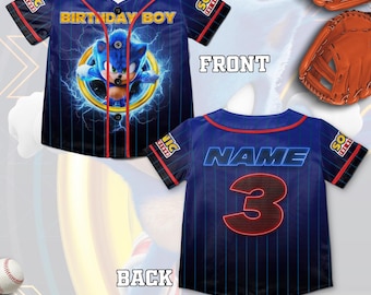 Personalized Sonic Birthday Boy Jersey, Personalized Sonic Birthday Jersey, Sonic Birthday Outfit, Kids Birthday Jersey C1FJ07