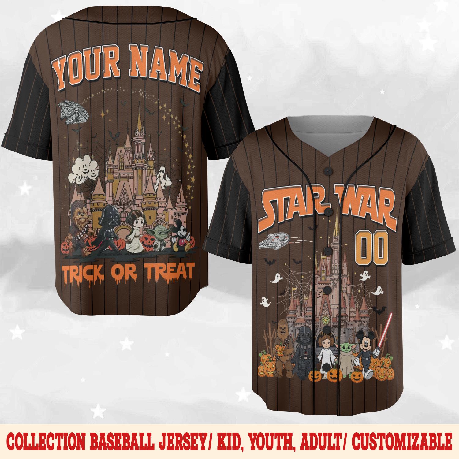Discover Personalized Star Wars Halloween Baseball Jersey, Star Wars Pumpkin Darth Vader