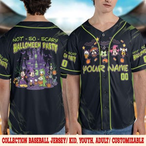Personalized Disney Halloween Baseball Jersey, Mickey&#39;s Not So Scary Halloween Party, Mickey and Friends Skeleton Family D2JF13