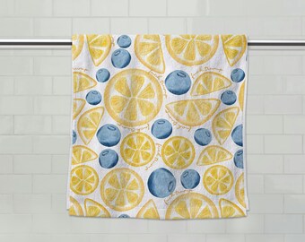 Subtle F*ck Trump Lemon and Blueberry Hand Towel, Funny Political Home Decor, Home Accessory Humor, Sarcastic Liberal Gift, FDT Towel C1GQ16