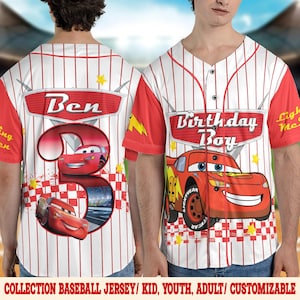 Custom Lightning McQueen Baseball Jersey, Disney Cars Matching Baseball Shirt, Disney Movie Jersey, Disney McQueen Matching Gift NGRC15