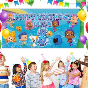Bubble Guppies Birthday Banner, Bubble Guppies personalized Banner, Birthday Banner D2FV03