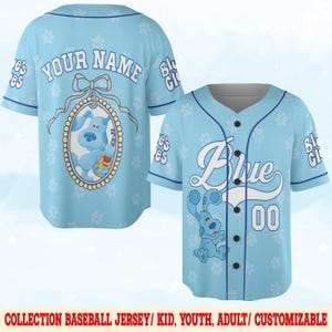 Personalized Blue Clues Baseball Jersey, Game Day Blue Dog Lovers Birthday Girl Jersey, Blue Clues Family Shirt, Blue Clues Kids NGQ220