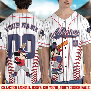 Custom Disney Mickey Special Simple Baseball Jersey, Baseball Jersey Collection Choose Style Jersey Disneyland Birthday Gift JCQJ09