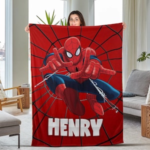Personalized Family Spiderman Blanket Spiderman Blanket Spiderman Birthday Theme Party Spiderman Christmas Gift For Kids BXMT05