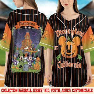 Personalized Disney Halloween Baseball Jersey, Mickey&#39;s Not So Scary Halloween Party, Mickey and Friends Skeleton Family D2JJ13