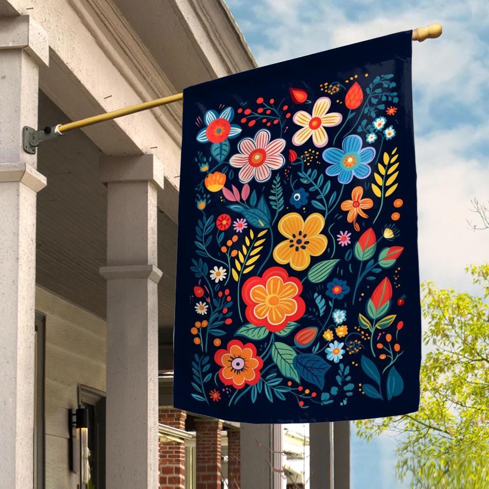 Flower Market Garden Flag/Subtle Anti Maga Botanical Matisse Yard Decor/Boho Summer House Banner with Flower Aesthetic/Gardener Gift NGQW09