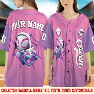 Personalized Ghost Spider Spidey And His Amazing Friends Baseball Jersey, Custom Baseball Jersey Kids, Spider Birthday Girl Jersey NGQ120