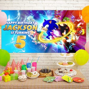 Personalized Sonic Birthday Banner: Gold Foil Party Decor - Österreich