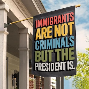 Immigrants Are Not Criminals But The President Flag, Anti Trump Flag, Funny Anti Trump Flag, Anti-Republican Flag C1GX10