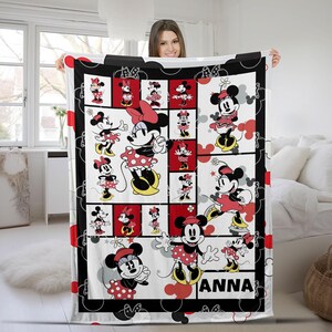 Disney Mickey Mouse Custom Blanket,Personalized Sherpa Fleece Kids Name Blanket,Cartoon Style Gift for Boys And Girls,Bed Quilt Merch JCJR22