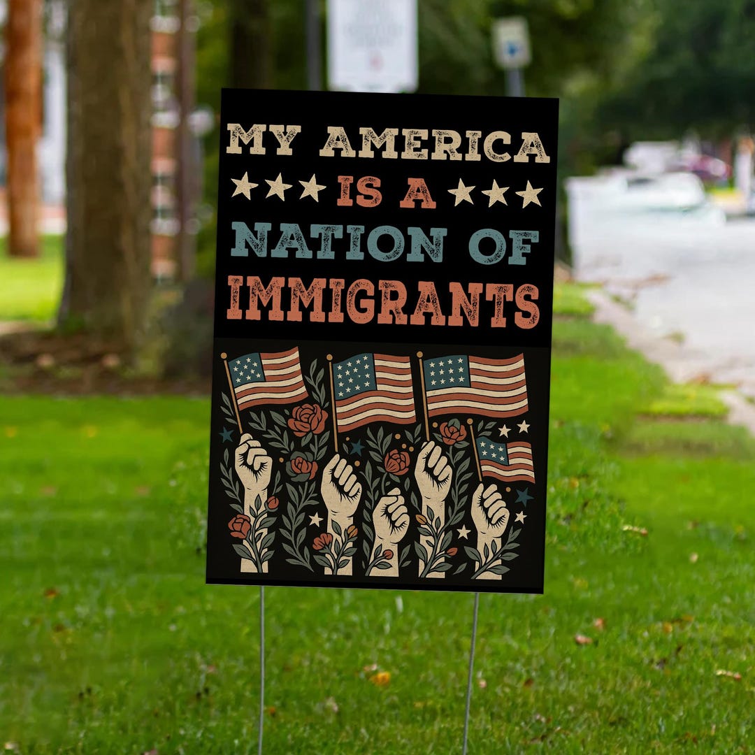 Nation of Immigrants Yard Sign, Patriotic Yard Decoration, My America ...