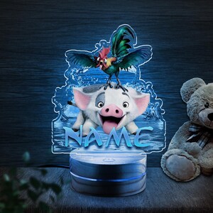 Custom Name Funny Moana Movie Nightlight,How Far I&#39;ll Go LED Lamp,Personalized Disney Gift for Kids,Nursery Decor,Birthday Present JCKU15