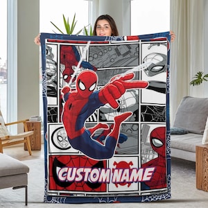 Personalized Spiderman Blanket, Spider Man Fleece Blanket, Spiderman Birthday Gift, Spider man across the spiderverse, Blanket Quilt BXMT20