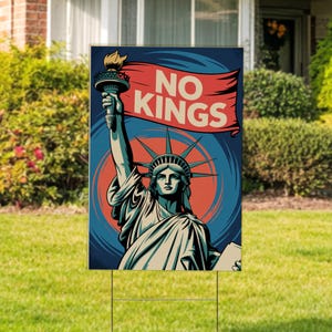 No Kings Liberty Yard Sign, Pro Democracy Resistance Anti-Trump Political Protest Sign, Resist Hate Lawn Sign with Metal H Stake D2H421