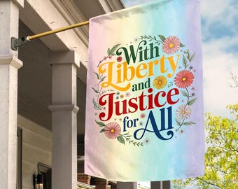 Liberty and Justice for All Flag, Resist Pride Garden Flag, Social Justice Activism Flag, Equality House Banner, Community Yard Sign NGPG04