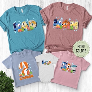 Custom Finding Nemo Family Shirt, Mom Dad Matching Tees, Nemo Dory Squirt Shirt, Sea Family Shirt, Mother&#39;s Day & Father&#39;s Day Gift NETR24