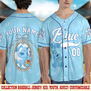 Personalized Blue Clues Baseball Jersey, Game Day Blue Dog Lovers Birthday Girl Jersey, Blue Clues Family Shirt, Blue Clues Kids NGQ220