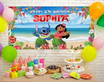 Stitch Banner, Birthday Banner, Stitch Party Birthday, Stitch Birthday Sign, Lilo and Stitch Party Backdrop, Lilo Stitch Banner D2FQ04