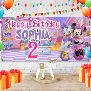 Minnie Mouse birthday backdrop, Minnie Mouse birthday banner, Minnie Mouse Decoration party, Minnie Mouse Background D2GK23