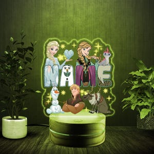 Custom Name Frozen 2 Night Light, Personalize LED Night Light, Lamp Gift For Kids, LED Light, Elsa Princess Birthday Gift for Kids JBUF14