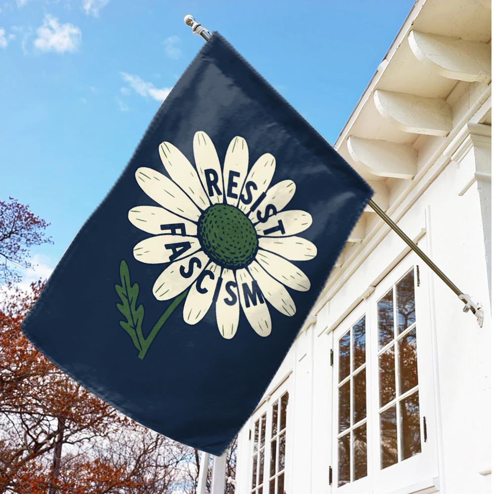Resist Fascism Garden Flag, Anti Trump Retro Feminist Yard Sign, Pro Choice Leftist Protest Gift, Anti MAGA, Housewarming New Home C1GQ08