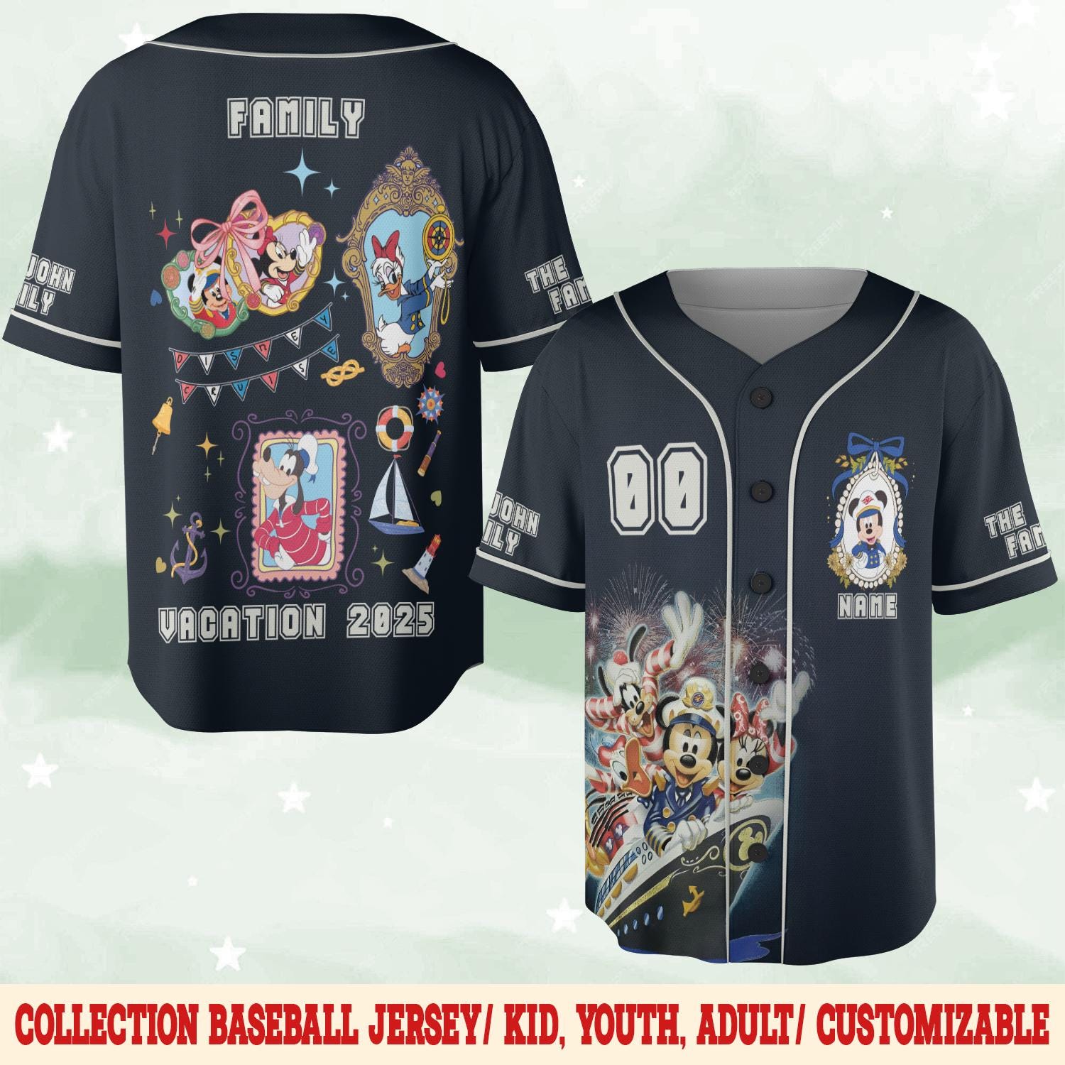 Discover Personalized Mickey Castle Baseball Jersey, Disney Friends Baseball Tee