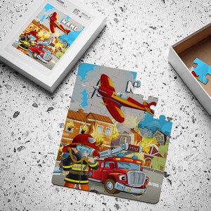Personalized Kids Name Fire Rescue Vehicles Jigsaw Puzzle, Custom Birthday Gift For Kids, Surprised Birthday Presents Ideas JCJL45