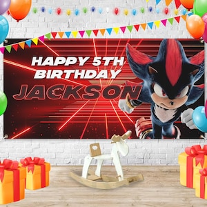 Shadow The Hedgehog Birthday Banner, Shadow the Hedgehog Personalized Banner, Party Decor C1EL02