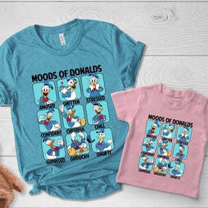 Moods Of Donalds Dusck Tee, Disney Donald Moods Tee, Cute Donald Duck, Donald Duck Shirt, Donald Emotions T-shirt, Disneyland Shirt BYM358