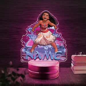 Custom Name Funny Moana Movie Nightlight,How Far I&#39;ll Go LED Lamp,Personalized Disney Gift for Kids,Nursery Decor,Birthday Present JCKU15