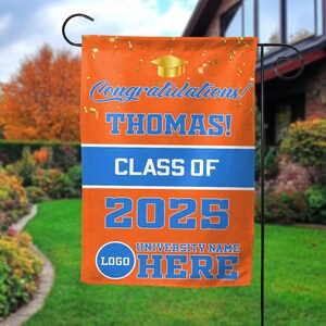 Personalized Graduation Garden Flag w/ Name & School Name, 3 Sizes, Outdoor Graduation Decoration 2025, Class of 2025 Yard Sign D2E427