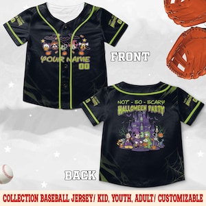 Personalized Disney Halloween Baseball Jersey, Mickey&#39;s Not So Scary Halloween Party, Mickey and Friends Skeleton Family D2JF13
