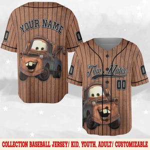 Personalized Disney Cars Tow Mater Baseball, Custom Cars Tow Mater Baseball Jersey Team, Personalized Disney Baseball Team Outfit C1IW28