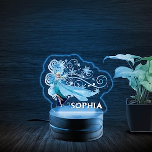 Frozen 2 Night Light,Frozen Customized Night Light,Custom Name Night Light,Gift For Kid,LED Light, Elsa UV Led,Anna Night Light B-05012344