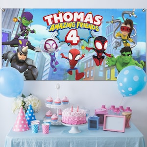 Spidey And His Amazing Friends Birthday Banner, Spiderman Backdrop , Spidey Birthday Party, Spiderman Banner, Spidey Birthday Party C1FS01