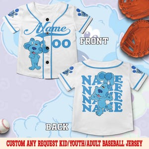 Personalized Blue Clues Baseball Jersey, Custom Birthday Shirt for Kids, Blue Dog Girl Boy Jersey, Family Matching Birthday Outfit NGPK16