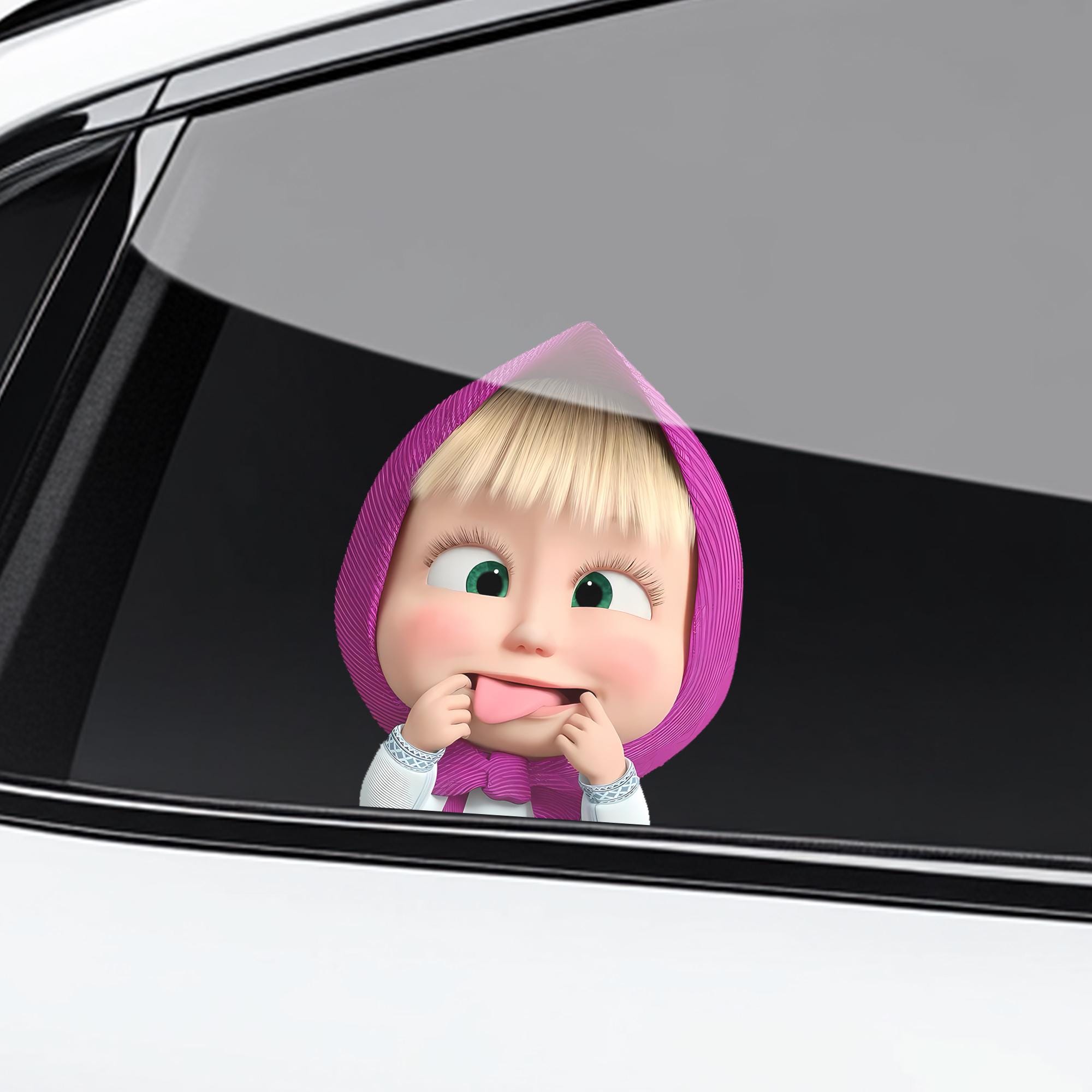 Funny Masha Peekaboo Sticker, Peeking Car Window Decals, Funny