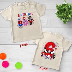 Custom Spiderman Birthday Boy Shirt, Family Birthday Shirt, Custom Age Birthday Shirt, Custom Birthday Shirt, Spider Shirt C1GW06