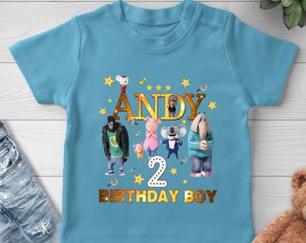 Custom Sing Movie Birthday Tee | Personalized Cartoon Shirt for Kids | Matching Family Party Outfit | Birthday Toddler T-Shirt JCKU05
