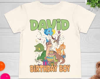 The Land Before Time Birthday Shirt, Custom Name Age Land Before Time Dino-Mite Journey Tee, Dinosaur Party Gift JDLN07